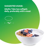 Astaxanthin 5 mg softgel, 9/16 inch length. Adults should take two softgels daily, preferably with a meal.