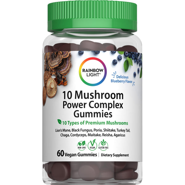 10 Mushroom Power Complex Gummies Blueberry Flavor, 60 Vegan Gummies