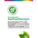 Infographic stating: Quality, Science, Sustainability for 40 Years. Formulated with Real Food Nutrients in bio-balanced, food-based supplements.