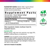 Supplement Facts panel for D3 10,000 IU (250 mcg) containing 100 softgels.
