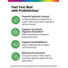 Product highlights graphic stating Synbiotic: gut, digestion, immune, Relieves gas, constipation, bloating, diarrhea, Wellness, gut flora, Tasty, easy.