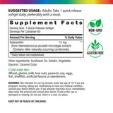 Panel showing Supplement Facts for Astaxanthin 12 mg, 60 Softgels.