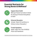 Product highlights graphic stating 800mg Calcium Citrate for bones/teeth, D3 & Boron for calcium absorption, Vegan, Sugar-Free, no artificial flavors/sweeteners.