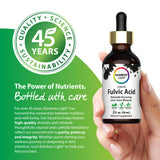 Rainbow Light Fulvic Acid Liquid Mineral Supplement, 2 fl. oz., includes trace minerals, is Non-GMO, vegan, and gluten-free.