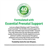 Graphic states: Quality, science, 40 years, sustainability. Formulated for essential prenatal support.