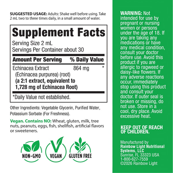 Image of Supplement Facts for RL Echinacea Liquid Extract 2 fl oz.