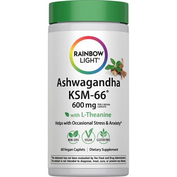 Ashwagandha KSM-66 600 mg with L-Theanine, 60 Vegan Caplets