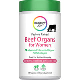 Rainbow Light Pasture Raised Beef Organs for Women, Advanced 5 Grassfed Organs with Collagen, 120 Capsules.
