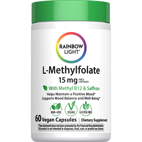 L-Metilfolato + Metil B12 e Zafferano, 15 mg (per porzione), 60 Capsule Vegane