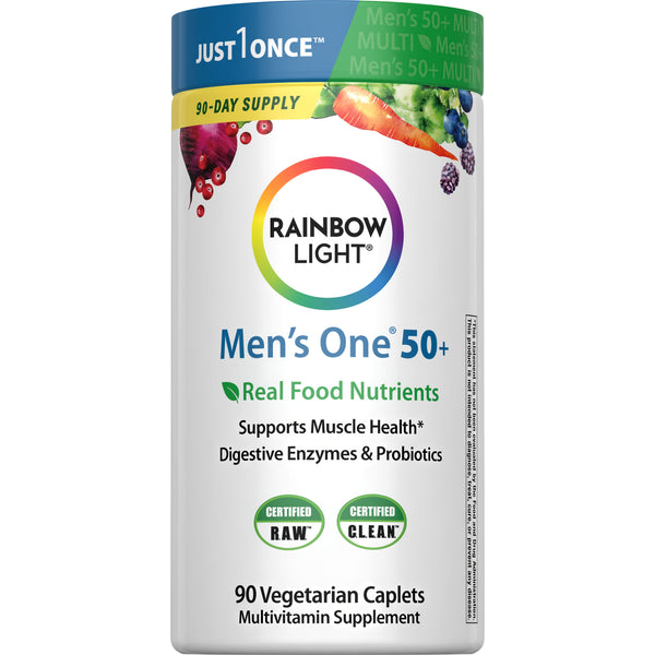 Vitamines pour hommes 50+ avec nutriments alimentaires réels, 90 comprimés végétariens