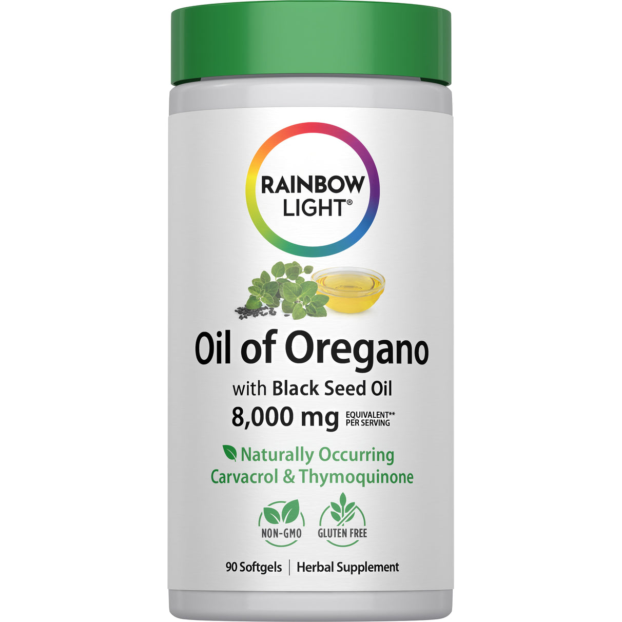 Aceite de Orégano + Aceite de Semilla Negra (Orgánico) 8000 MG (por porción), 90 Cápsulas Blandas
