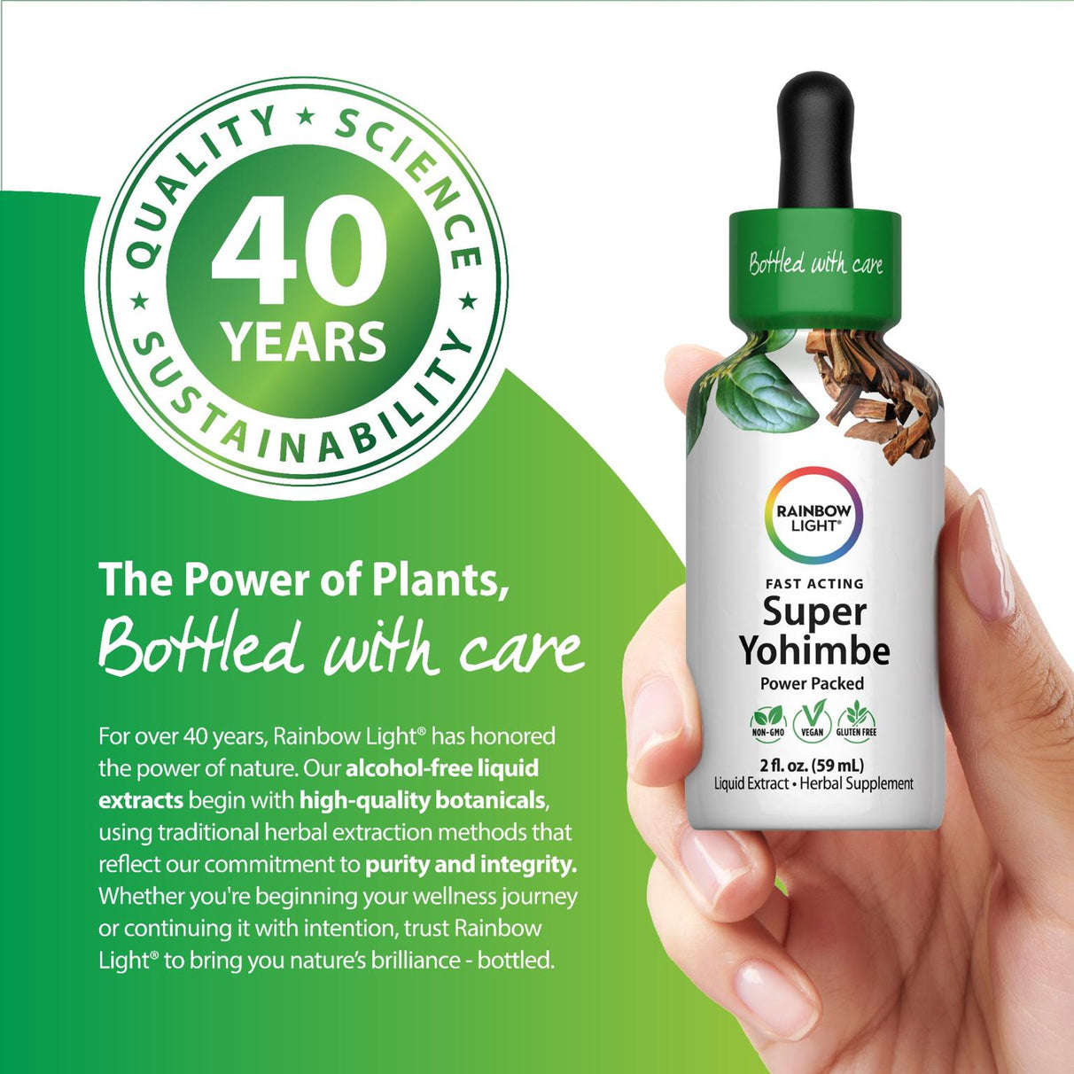 Rainbow Light Super Yohimbe Liquid Extract in a 2 fl. oz. (59 mL) dropper bottle.
