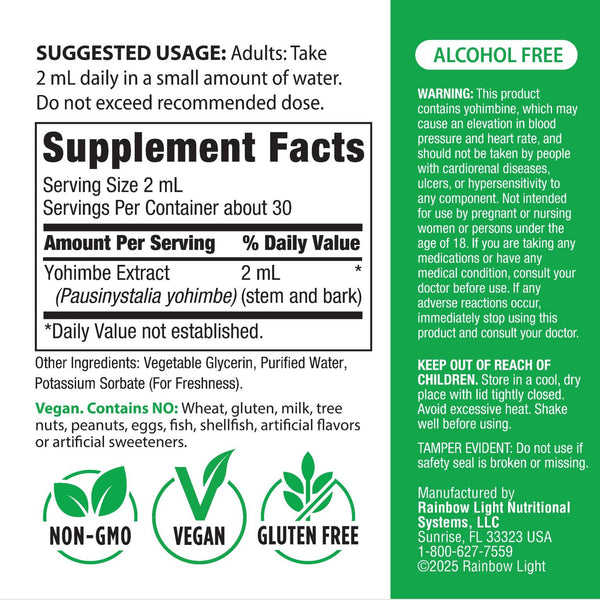 The Supplement Facts panel for RL Super Yohimbe 2300 mg Liquid Extract, 2 fl oz, is displayed.
